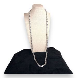 SILVER BRAIDED NECKLACE SPRING RING CLOSURE 36” LENGTH